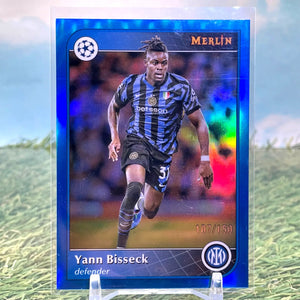 Yann Bisseck 2024-25 Topps Merlin UEFA Blue Refractor #/150 Inter Milan - Soccer Card Single