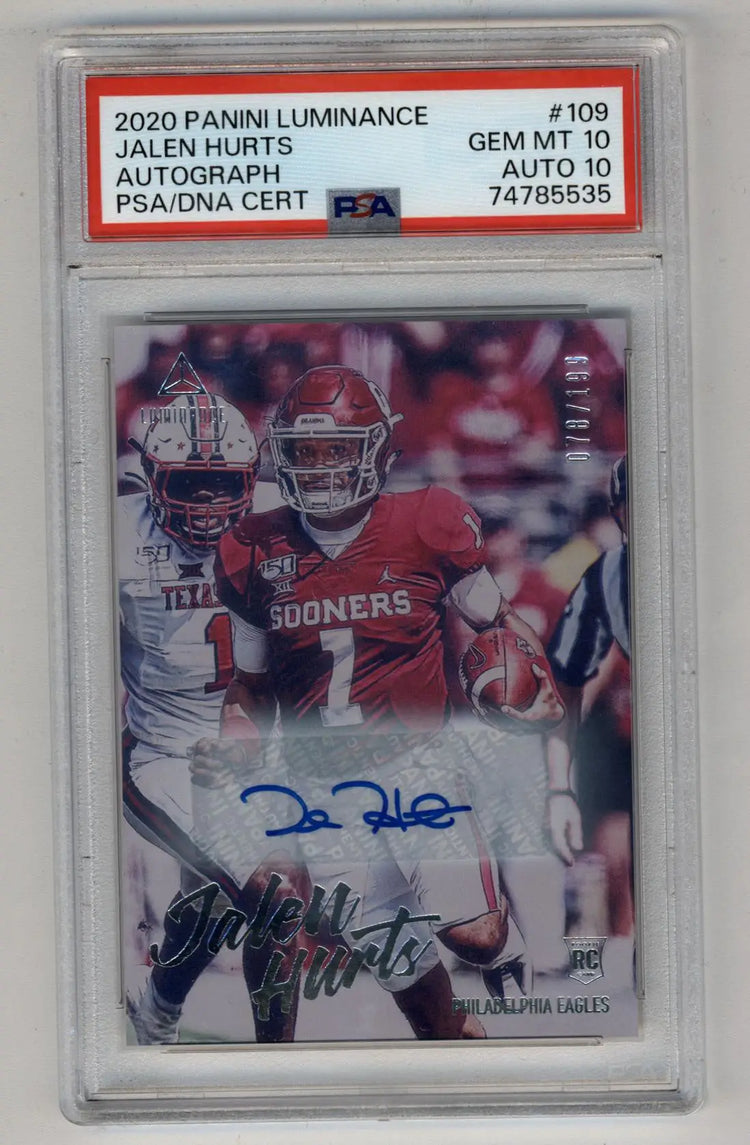 Jalen Hurts Autographed Football Cards