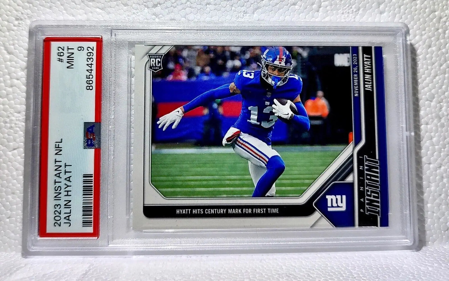 Jalin Hyatt 2023 Panini NFL Rookie Football #62 Card 1 of 67 Giants PSA 9 Mint - Football Card Single