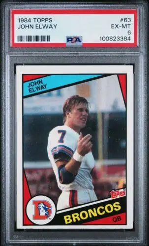 Graded 1984 Topps John Elway rookie card featuring Denver Broncos football player