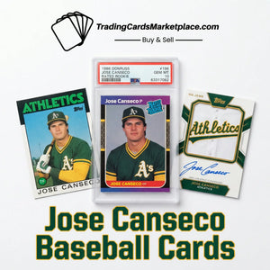 A 1986 donruss jose canseco baseball card, graded gem mt 10 by psa, featuring the player in his oakland athletics uniform with green and gold colors.