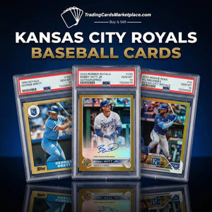 Kansas city royals baseball cards featuring players in blue and white uniforms with confetti accents.