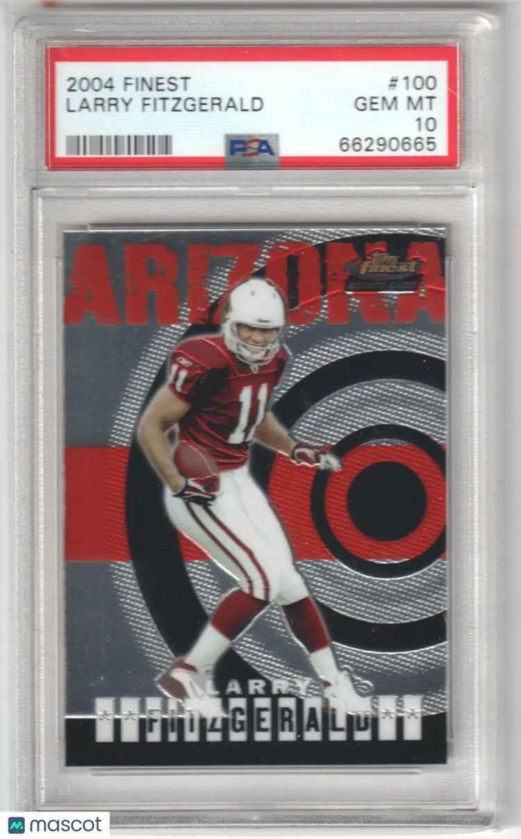 LARRY FITZGERALD 2004 Topps Finest RC Rookie #100 PSA 10 GEM MINT - CARDINALS - Football Card Single