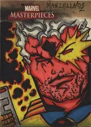 Marvel Masterpieces Series 2 Joe Manzella Cable Sketch Card featuring a vibrant comic character