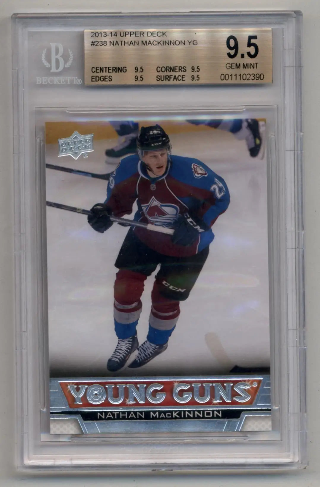 BGS 9.5 Nathan MacKinnon Upper Deck Young Gun rookie hockey card for collectors