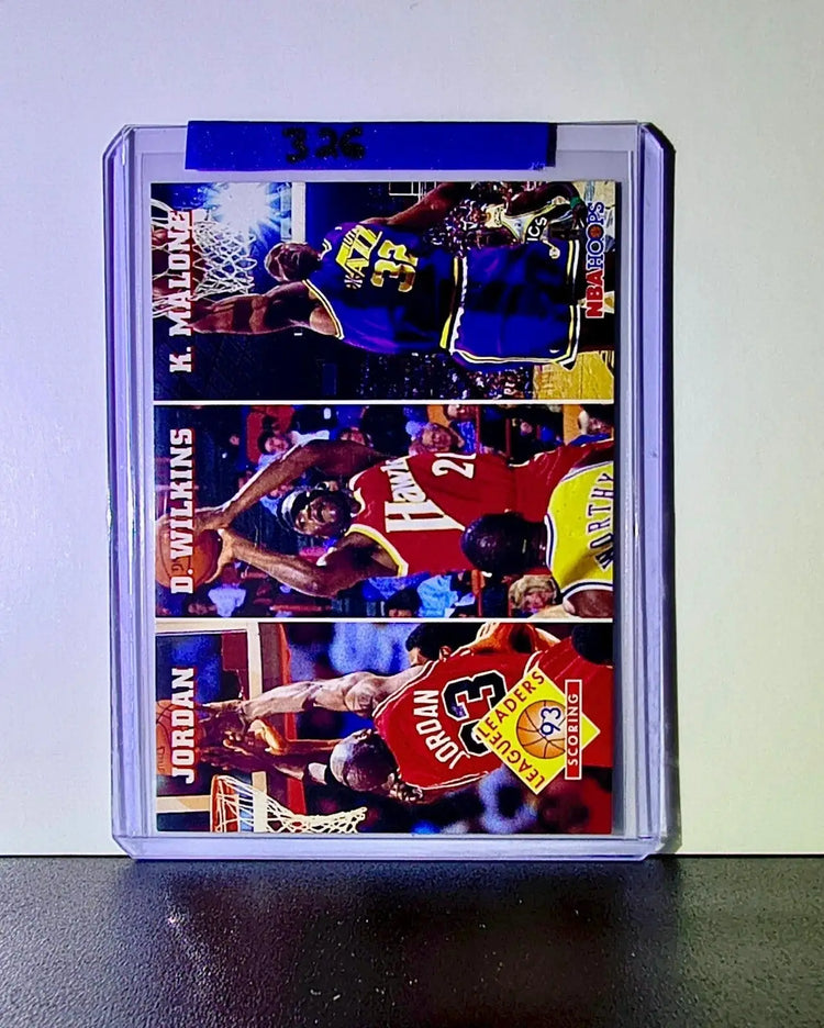 Michael Jordan Wilkins Malone 1993-94 NBA Hoops League Leaders #283 Card Bulls - Basketball Card Single