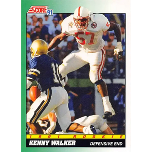 1991 Score #317 Kenny Walker EX Excellent RC Rookie Nebraska Cornhuskers Football Card - Football Card Single
