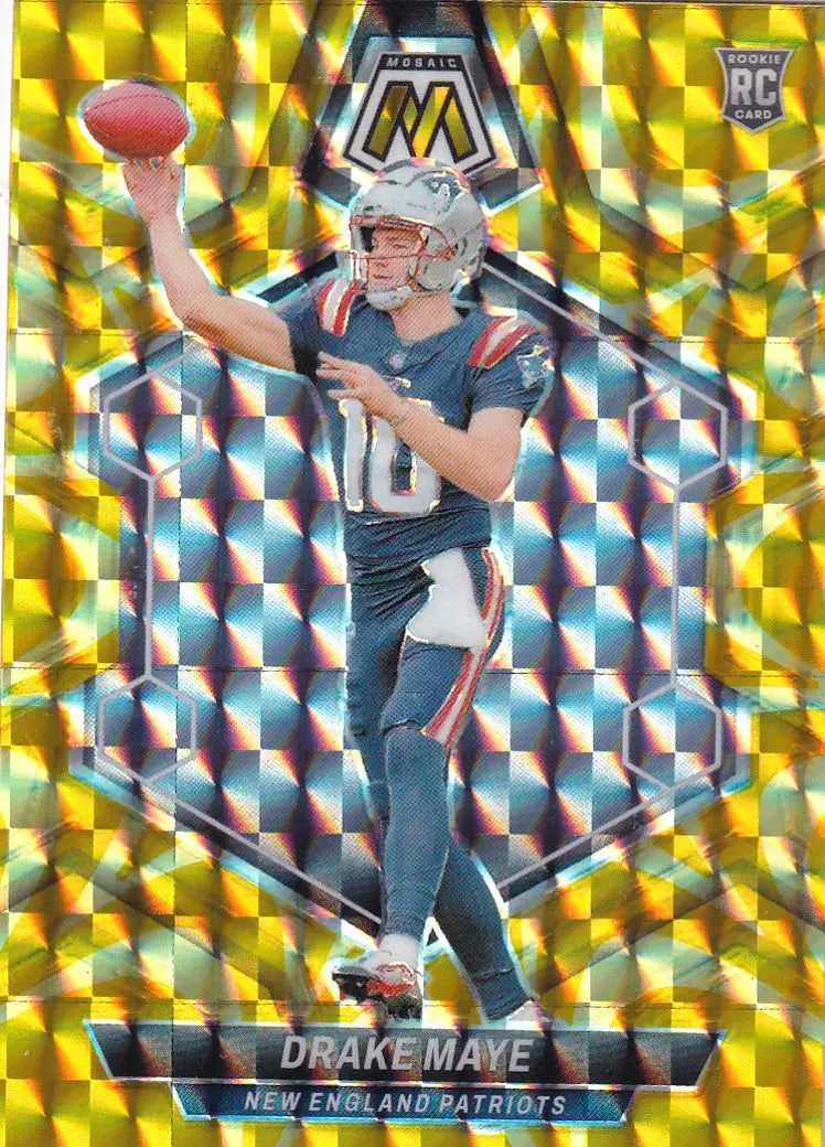 2024 MOSAIC #303 DRAKE MAYE YELLOW REACTIVE- NEW ENGLAND PATRIOTS - Football Card Single
