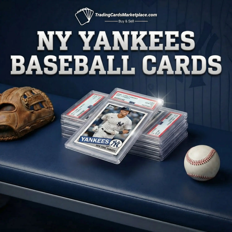 New york yankees baseball cards featuring aaron judge and gleyber torres in pinstripe uniforms with blue caps, surrounded by confetti.