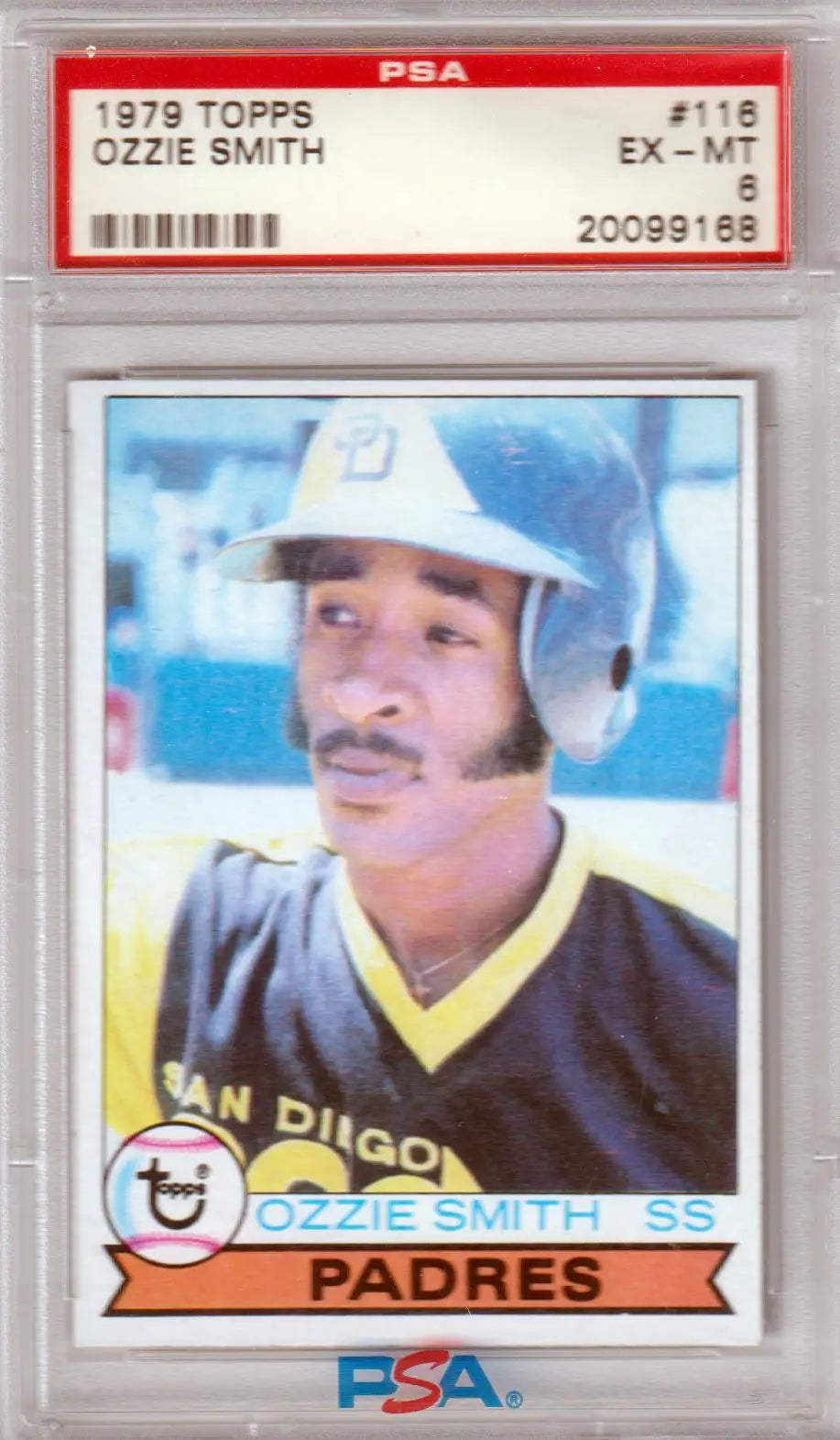 PSA-graded 1979 Topps Ozzie Smith RC Rookie baseball card in protective case from Columbia Hobby