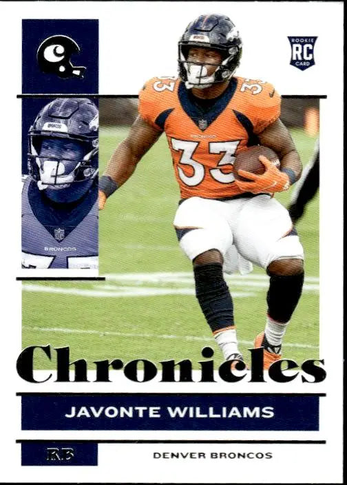 Javonte Williams rookie card from 2021 Panini Chronicles collection