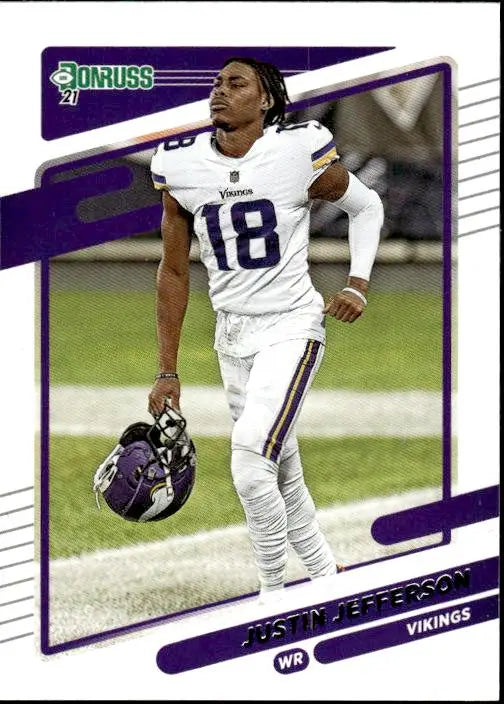 2021 Donruss Justin Jefferson football card with no helmet for collectors list-1