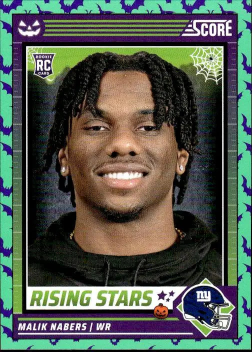 Malik Nabers rookie card from 2024 Score-A-Treat Rising Stars Green Bats collection
