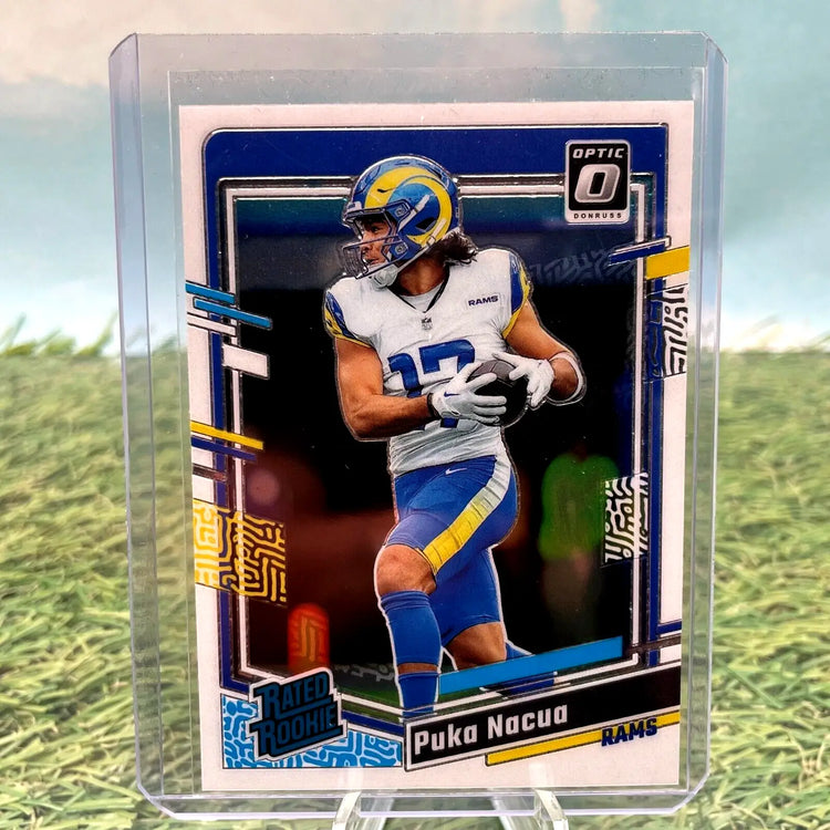 Puka Nacua football card from Panini Donruss Optic 2023 Rated Rookie series