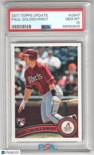 Graded Paul Goldschmidt baseball card from Topps Update by Columbia Hobby PSA 10