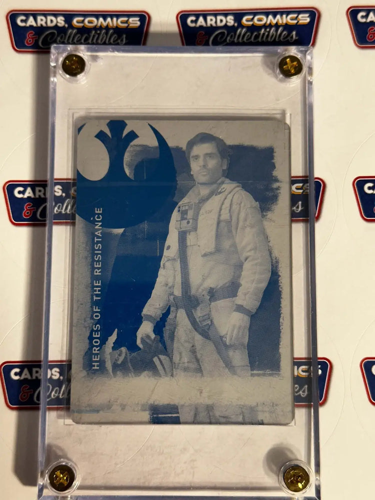 2020 Star Wars HR-3 Poe Dameron Heros of the Resistance Printing Plate 1/1 Cyan - Star Wars Card Single