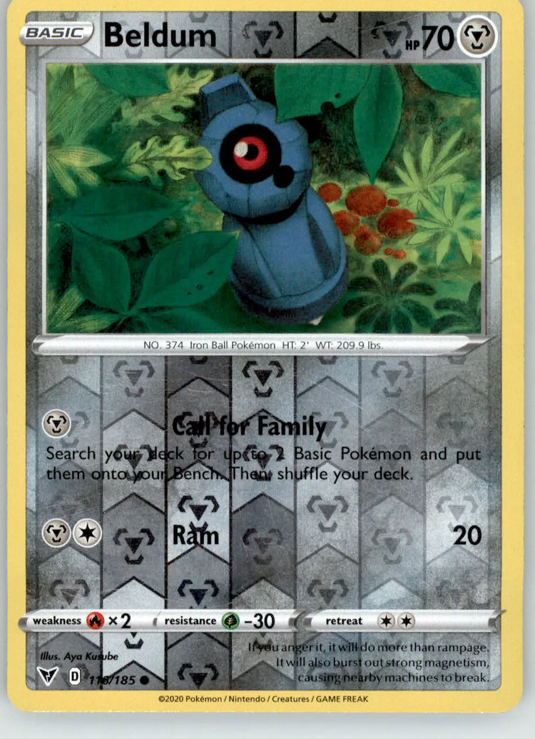 Beldum - Vivid Voltage - 116/185 - Reverse Holo LP Pokemon - Pokémon Card Single