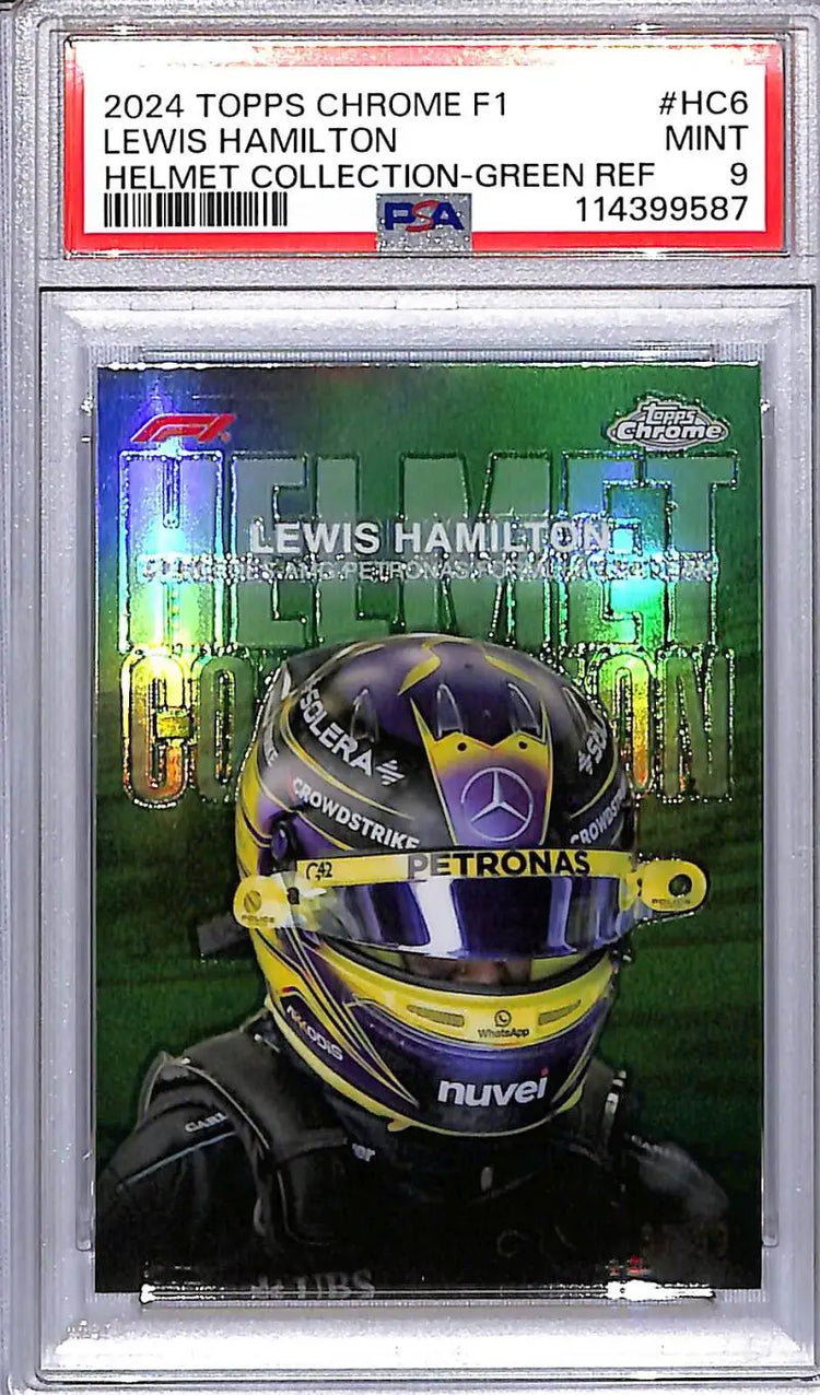 2024 Topps Chrome F1 Helmet Collection Green #HC-6 Lewis Hamilton PSA 9 MINT 57/99 - Racing Card Single