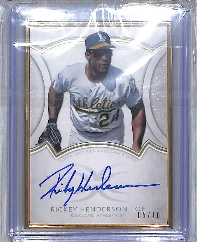 2018 Topps Definitive Framed #DCFA-RH Rickey Henderson NM-MT Auto 5/10 Oakland Athletics - Baseball Card Single