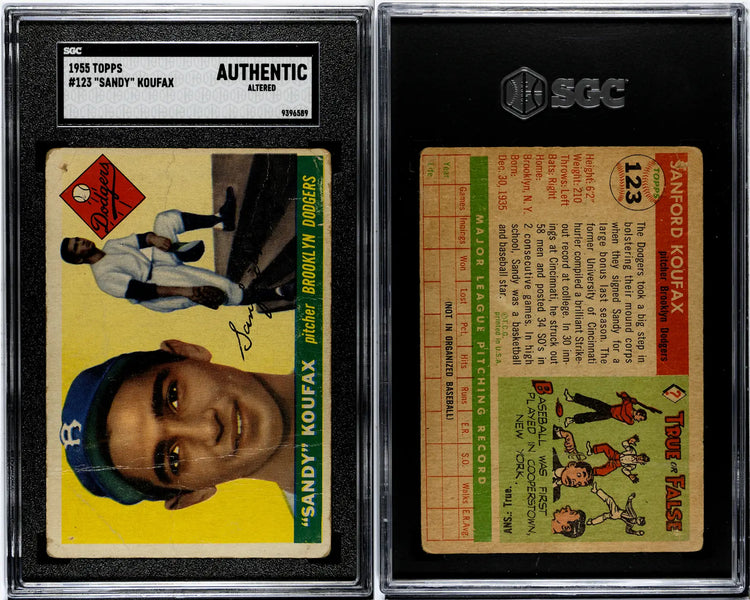 1955 Topps Rookie RC Sandy Koufax #123 SGC A - BROOKLYN DODGERS LEGEND MLB HOFer - Baseball Card Single