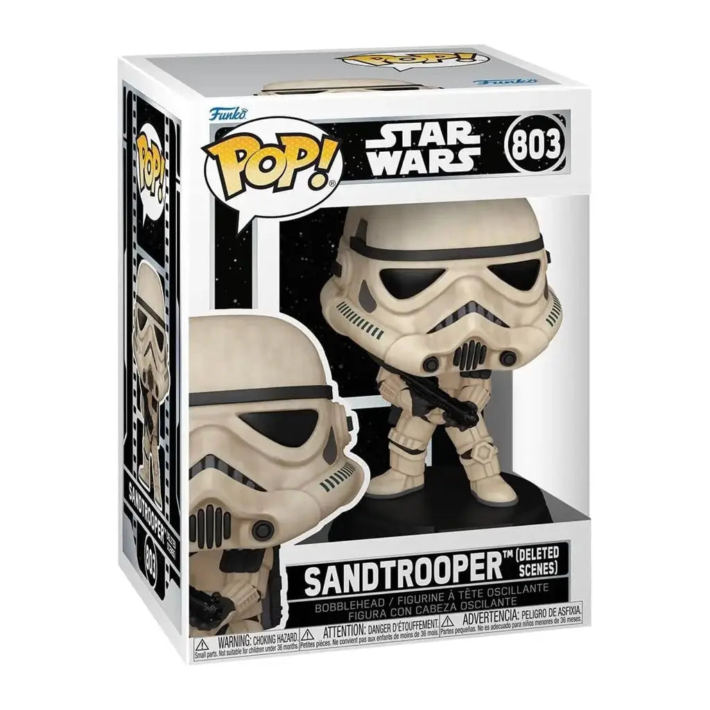 Star wars sandtrooper pop! Vinyl figure #803, white and tan armor with black visor.