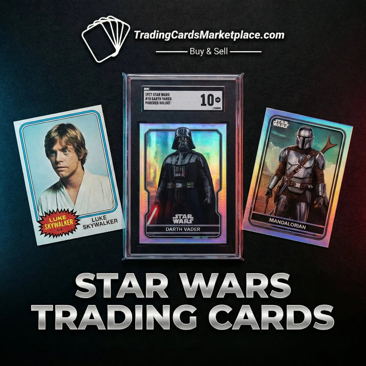 A holographic darth vader star wars trading card encased in a clear protective slab with an sgc grading label.