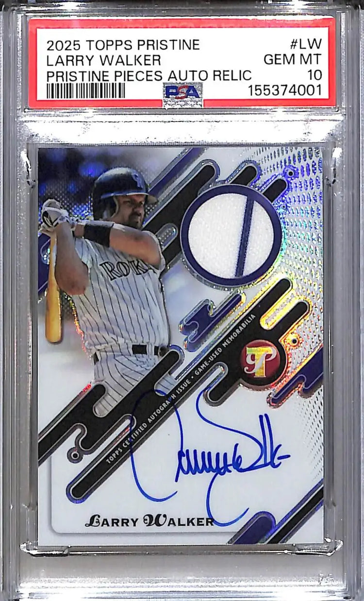 2025 Topps Pristine Pieces #PPAR-LW Larry Walker PSA 10 GEM MINT MEM Auto Colorado Rockies - Baseball Card Single