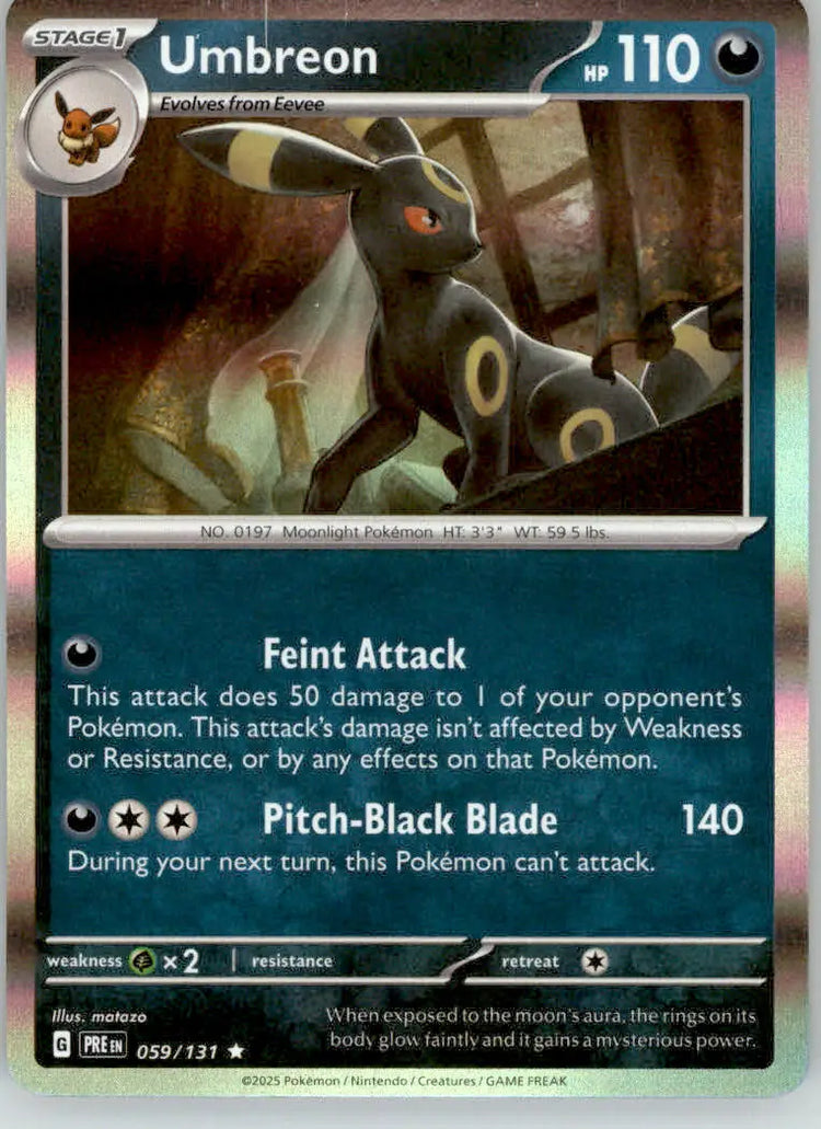 Umbreon - SV: Prismatic Evolutions - 059/131 - Holo NM Pokemon - Pokémon Card Single