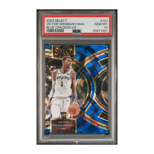 2023 donruss basketball card featuring victor wembanyama, black and white design with team logo.
