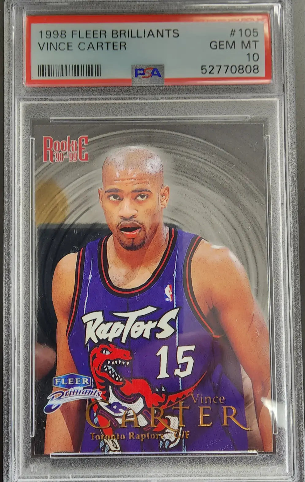 Vince Carter 1998 Fleer Brilliants Rookie basketball card PSA 10 Gem Mint