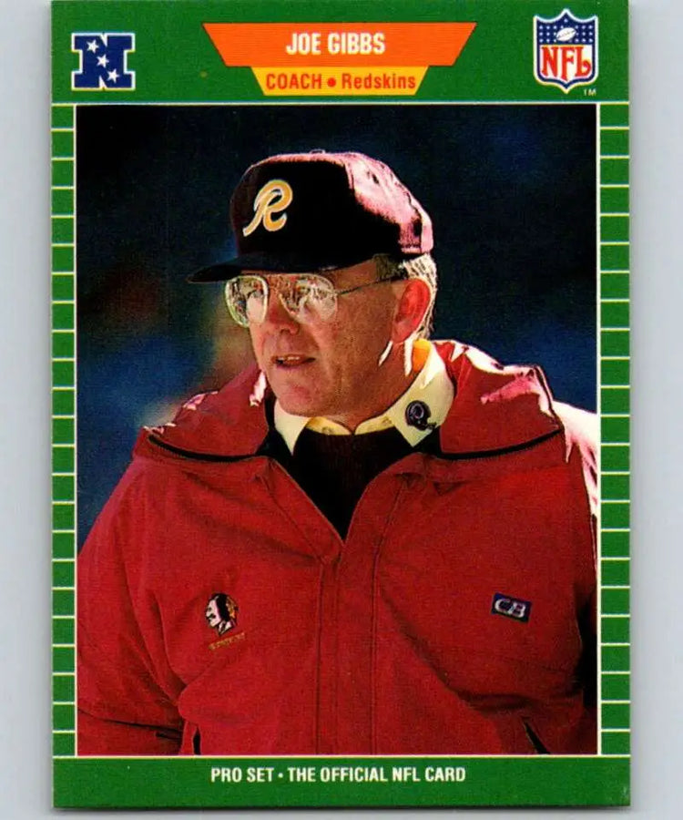 1989 Pro Set #440 Joe Gibbs/ EX Excellent RC Rookie Washington Redskins Football Card - Football Card Single