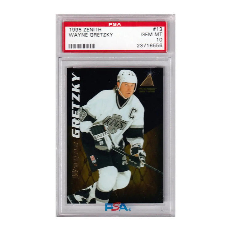 White hockey jersey with maple leaf design, metal universe champions card.