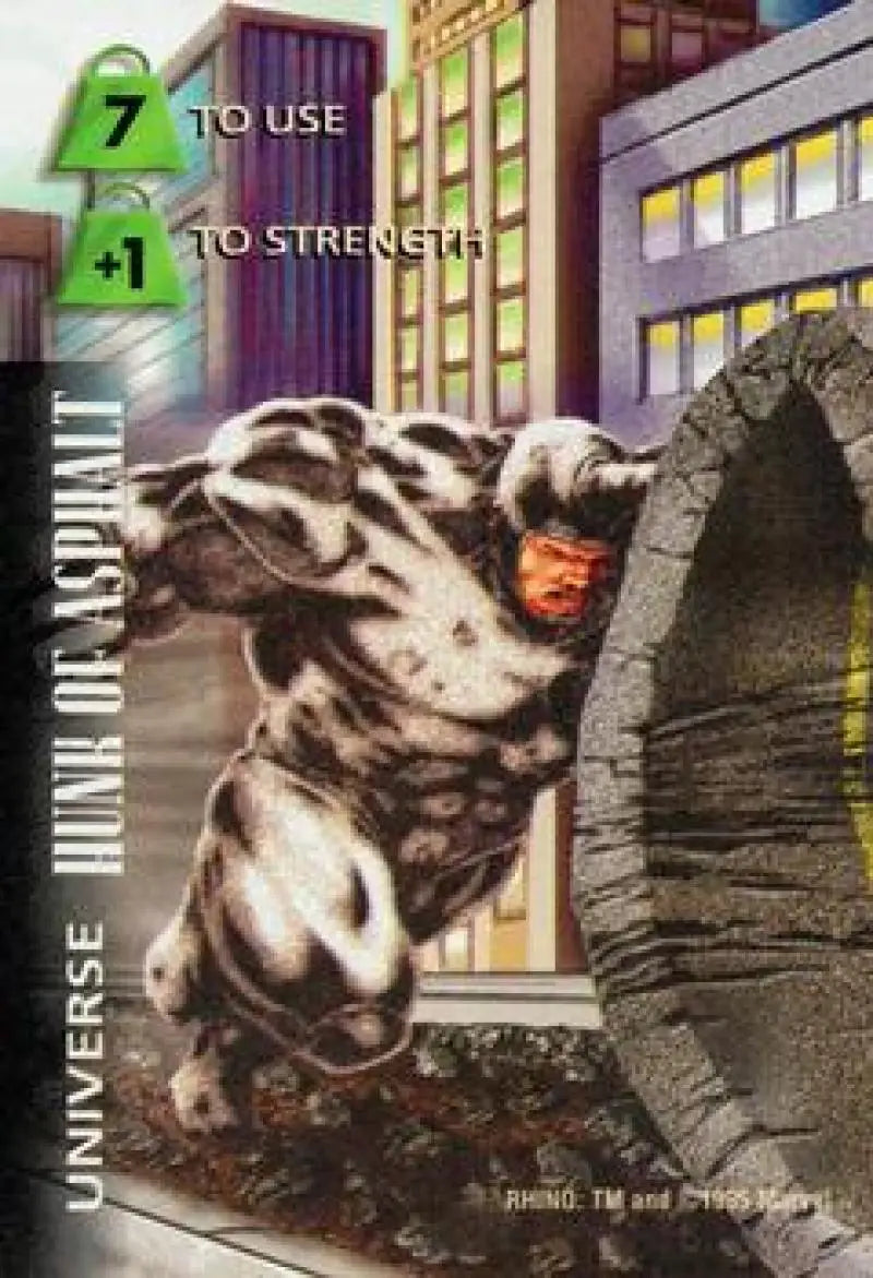 1995 Fleer Marvel Overpower #NNO Rhino - Hunk of Asphalt NM Near Mint ID:6685