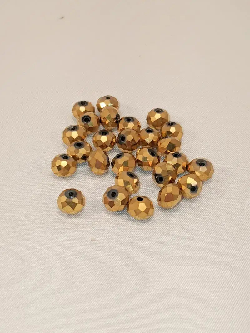 8mm Czech glass Metallic gold faceted Rondelle beads 35 pcs.