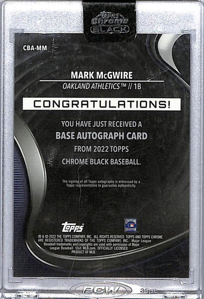 2022 Topps Chrome Black Refractor Gold #CBA-MM Mark McGwire NM-MT Auto 10/50 Oakland Athletics Baseball Card Image 2