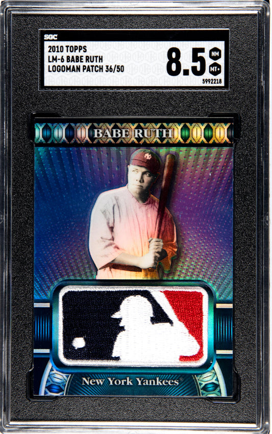 2010 Topps Manufactured MLB Logoman Patch #LM-6 Babe Ruth SGC 8.5 NM/MT+ 36/50 Baseball Card Image 1