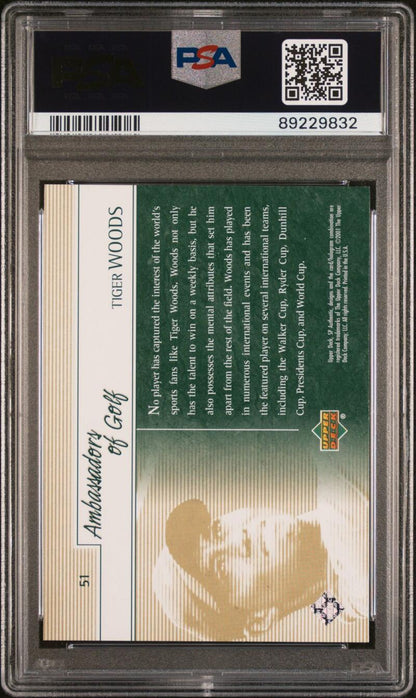 2001 Upper Deck SP Authentic Preview #21 Tiger Woods PSA 8 NM-MT Golf Card Image 2