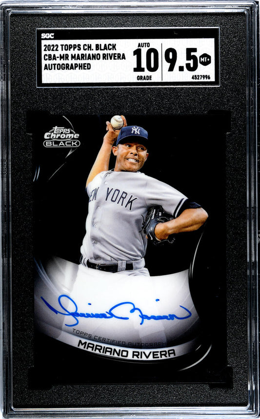 2022 Topps Chrome Black #CBA-MR Mariano Rivera SGC 9.5 MINT+ Auto New York Yankees Baseball Card Image 1
