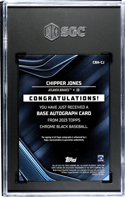 2023 Topps Chrome Black Refractor Orange #CBA-CJ Chipper Jones SGC 10 Gem Auto 6/25 Atlanta Braves Baseball Card Image 2