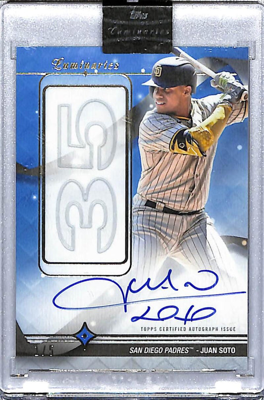 2023 Topps Luminaries #HRK-JS2 Juan Soto NM-MT Auto 1/5 San Diego Padres Baseball Card  Image 1