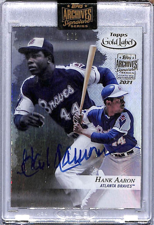 2021 Topps Archives Signatures #91 Hank Aaron EX Excellent Auto 1/1 Atlanta Braves Baseball Card  Image 1