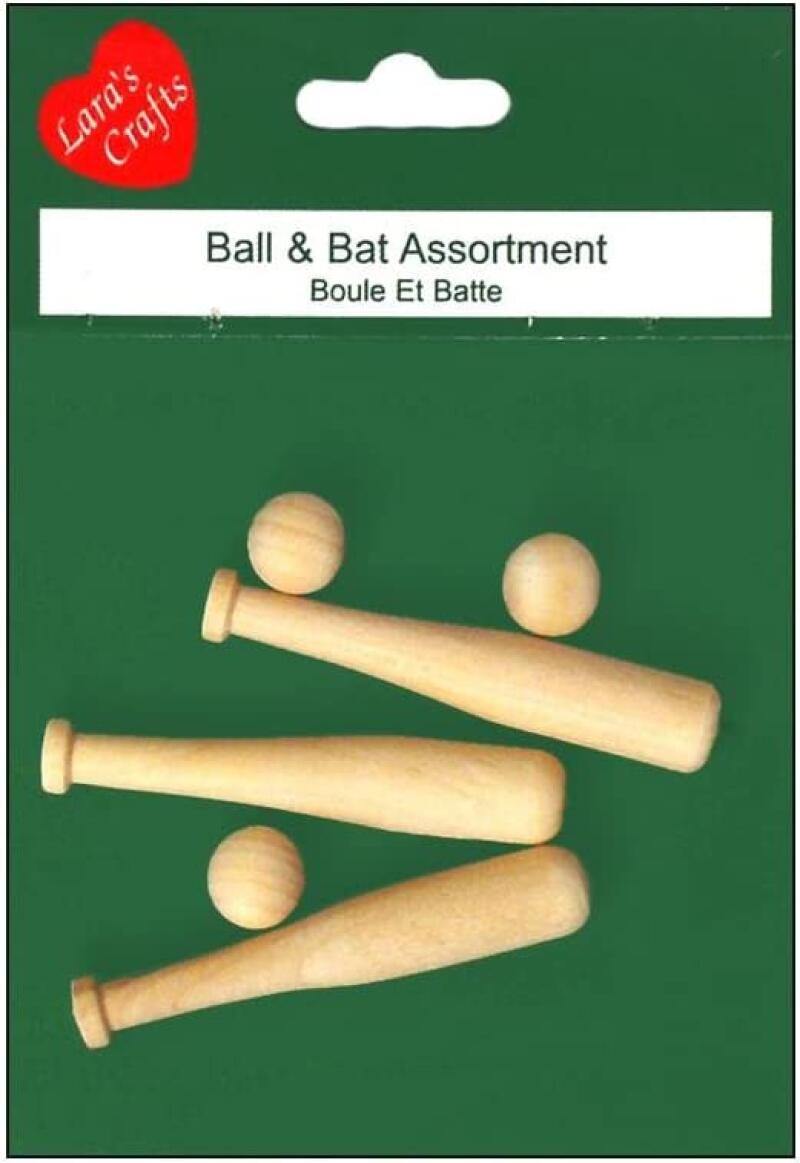 Lara’s Wood Package Baseballs/Bats Set 6pc