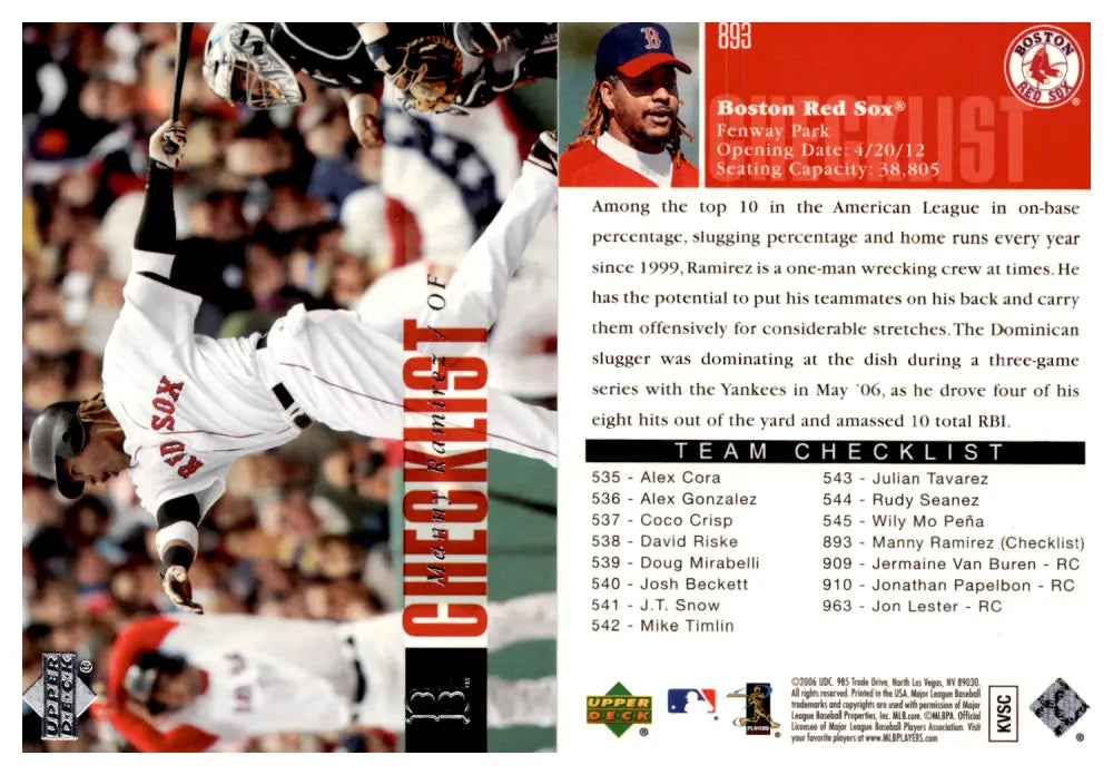 2006 Upper Deck #893 Manny Ramirez NM Near Mint Red Sox CL ID:45356