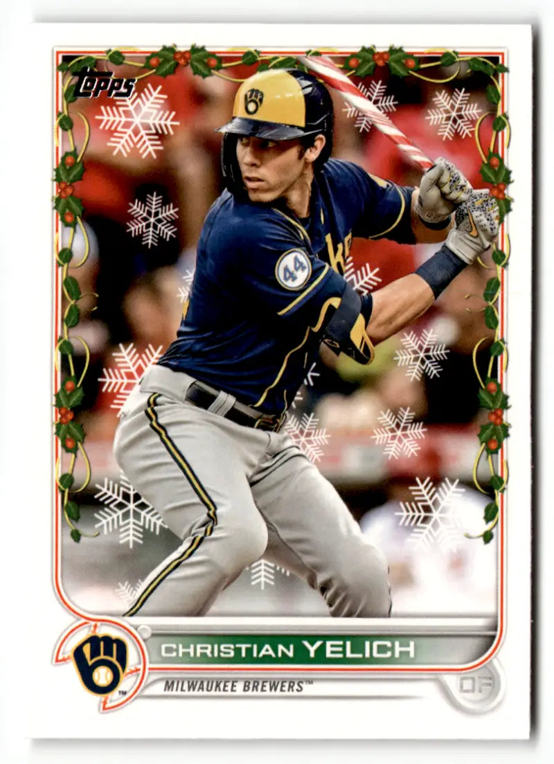 2022 Topps Holiday Short Print Variation #HW185 Christian Yelich NM-MT ID:47984