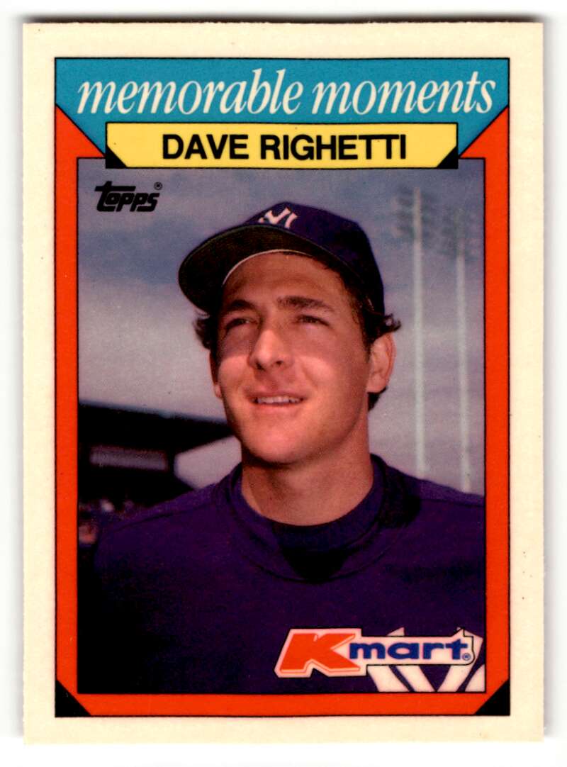 1988 Topps Kmart Memorable Moments #20 Dave Righetti NM ID:50245