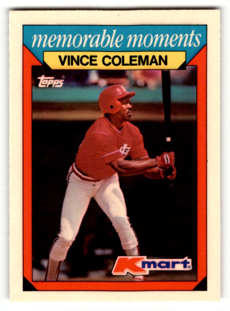 1988 Topps Kmart Memorable Moments #8 Vince Coleman NM ID:50255