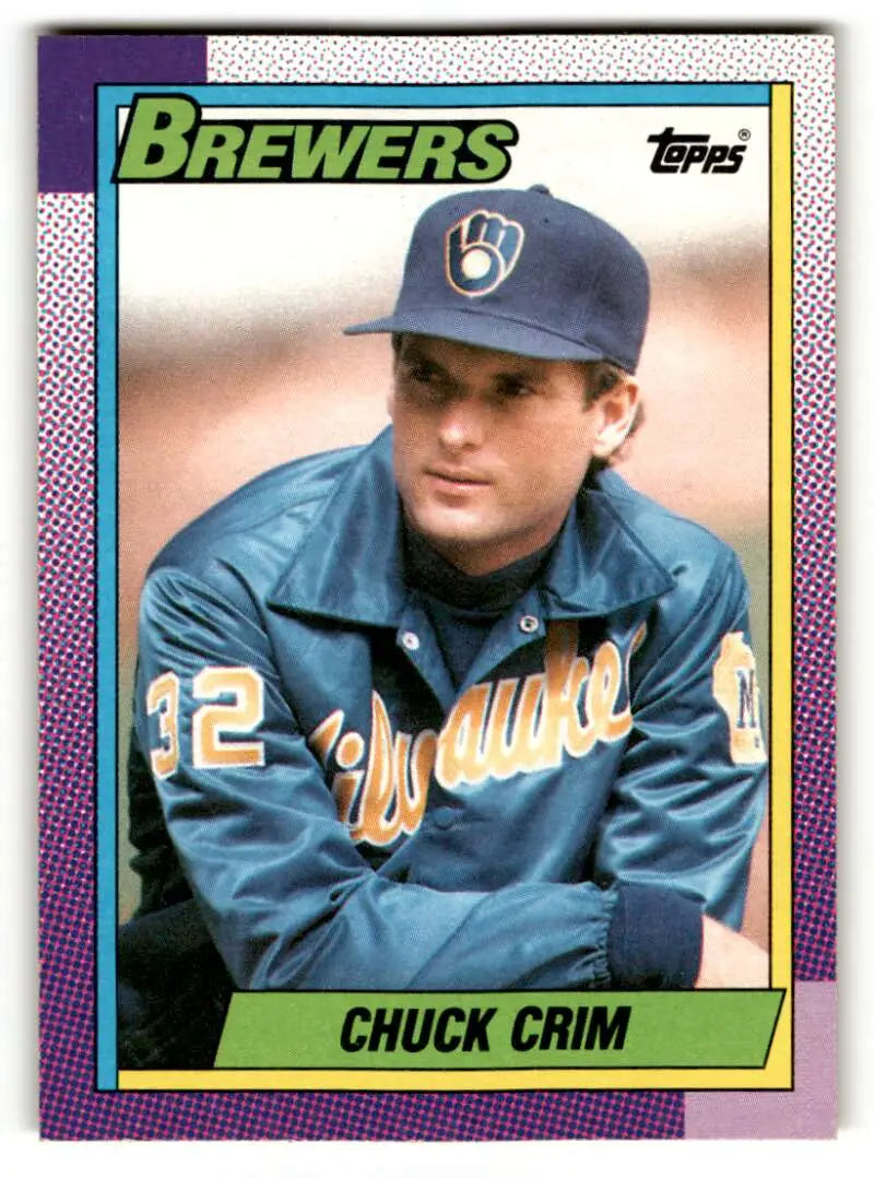 1990 Topps #768 Chuck Crim Milwaukee Brewers Baseball Cards EX/NM ID:53720