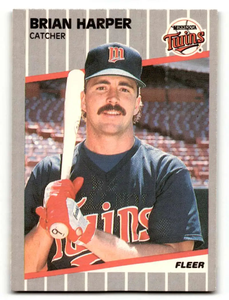 1989 Fleer #114 Brian Harper Minnesota Twins Baseball Cards NM Near ID:54359