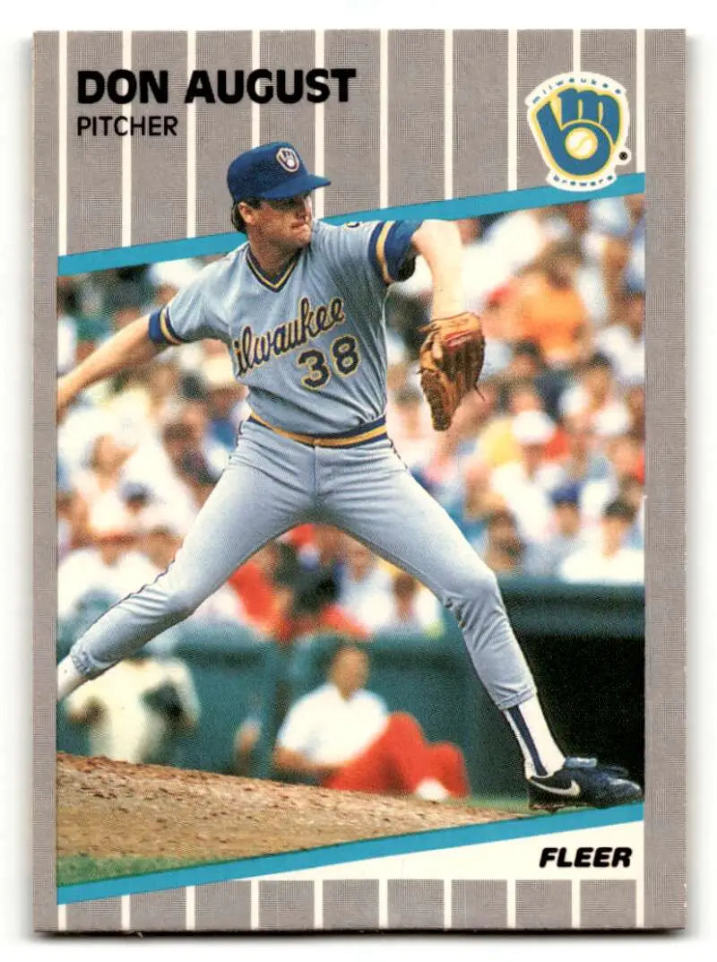 1989 Fleer #177 Don August Milwaukee Brewers Baseball Cards NM Near ID:54384