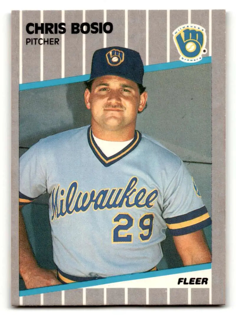 1989 Fleer #179 Chris Bosio Milwaukee Brewers Baseball Cards NM Near ID:54386